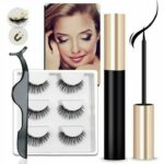 Reusable 3 Pairs Magnetic Eyelashes Kit Eyeliner & Tweezer